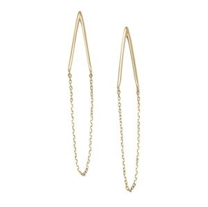 14 karat gold plated chain drop earrings